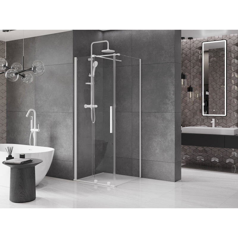 Mexen Velar cabină de duș culisantă 100 x 100 cm, transparentă, albă - 871-100-100-01-20