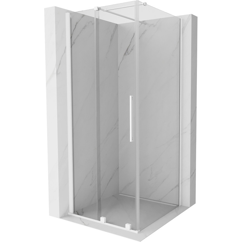 Mexen Velar 90 x 90 cm-es tolóajtós zuhanykabin, átlátszó, fehér - 871-090-090-01-20