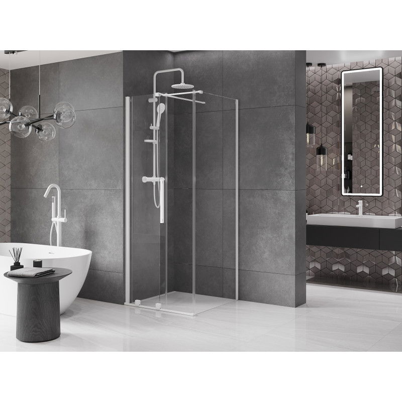 Mexen Velar tolóajtós zuhanykabin 120 x 120 cm, átlátszó, fehér - 871-120-120-01-20