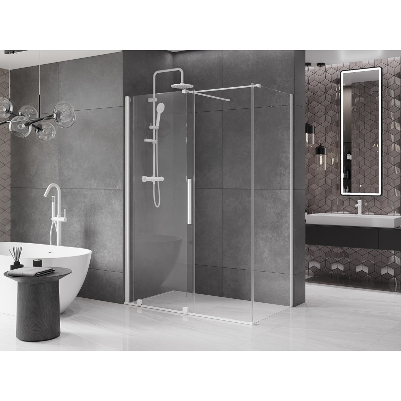 Mexen Velar 160 x 80 cm-es tolóajtós zuhanykabin, átlátszó, fehér - 871-160-080-01-20
