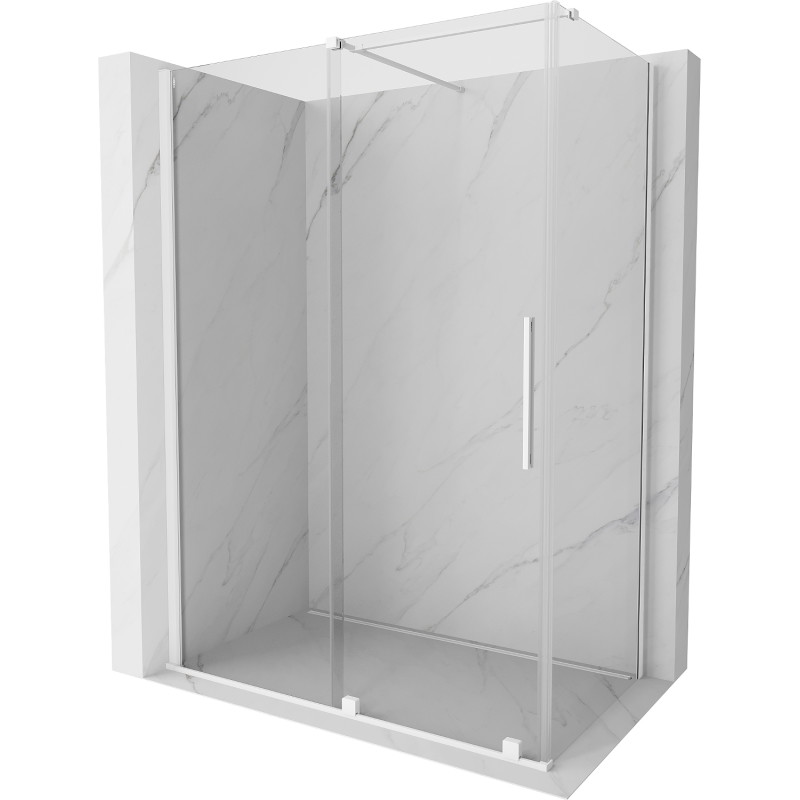 Mexen Velar 160 x 100 cm, átlátszó, fehér tolóajtós zuhanykabin - 871-160-100-01-20