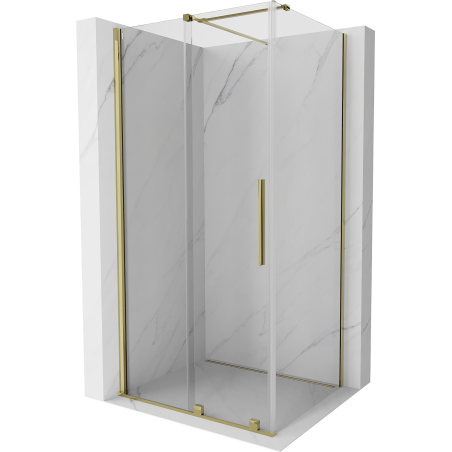 Mexen Velar tolóajtós zuhanykabin 130 x 90 cm, Átlátszó, arany - 871-130-090-01-50