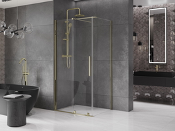 Mexen Velar cabină de duș extensibilă 150 x 100 cm, transparent, aurie - 871-150-100-01-50
