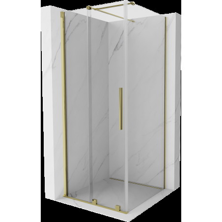 Mexen Velar cabină de duș extensibilă 90 x 90 cm, transparent, aurie - 871-090-090-01-50