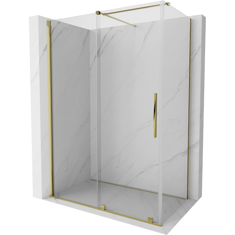 Mexen Velar cabină de duș culisantă 130 x 70 cm, transparentă, aurie - 871-130-070-01-50