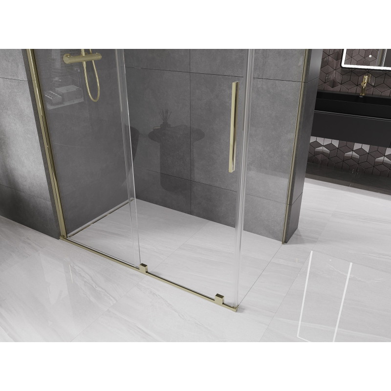 Mexen Velar 140 x 70 cm-es toló zuhanykabin, átlátszó, arany - 871-140-070-01-50