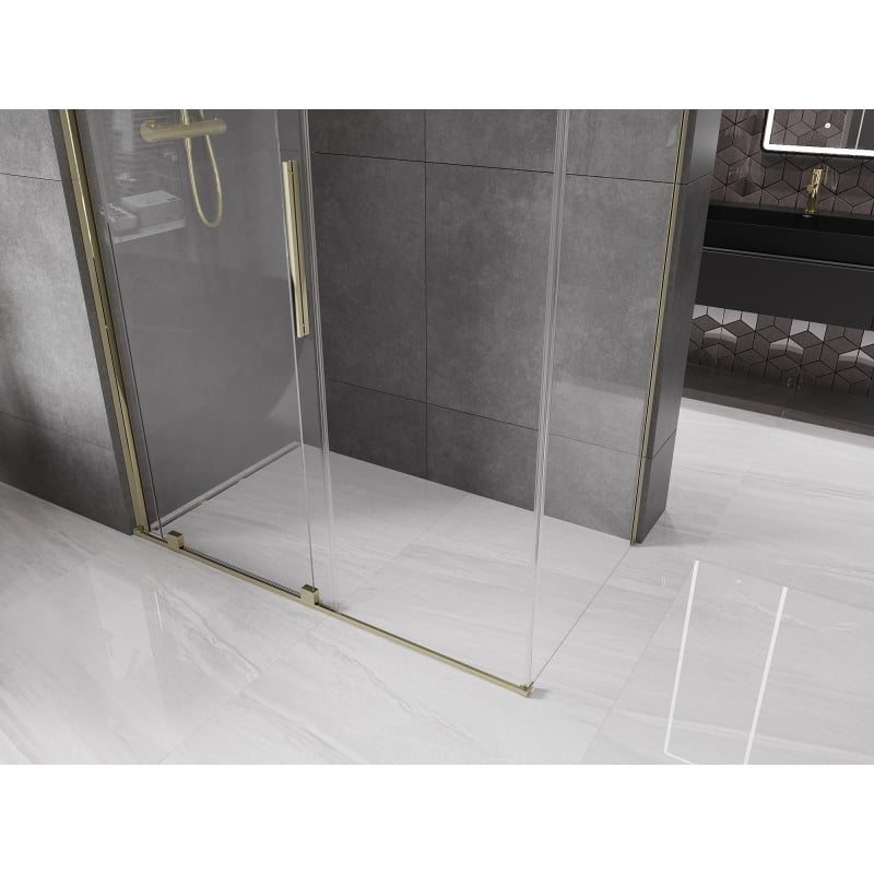 Mexen Velar 150 x 70 cm-es, átlátszó, arany színű tolóajtós zuhanykabin - 871-150-070-01-50