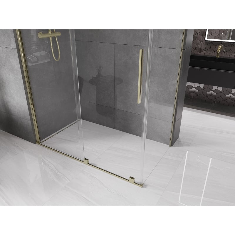 Mexen Velar 150 x 70 cm-es, átlátszó, arany színű tolóajtós zuhanykabin - 871-150-070-01-50