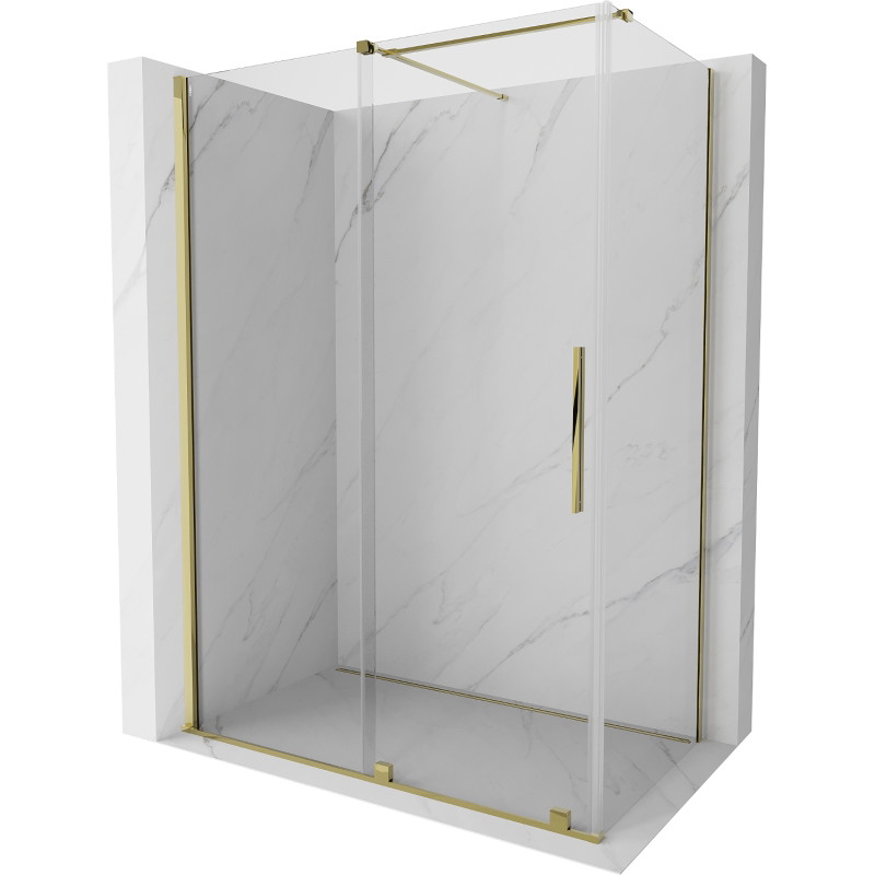Mexen Velar 160 x 85 cm-es, átlátszó, arany tolóajtós zuhanykabin - 871-160-085-01-50