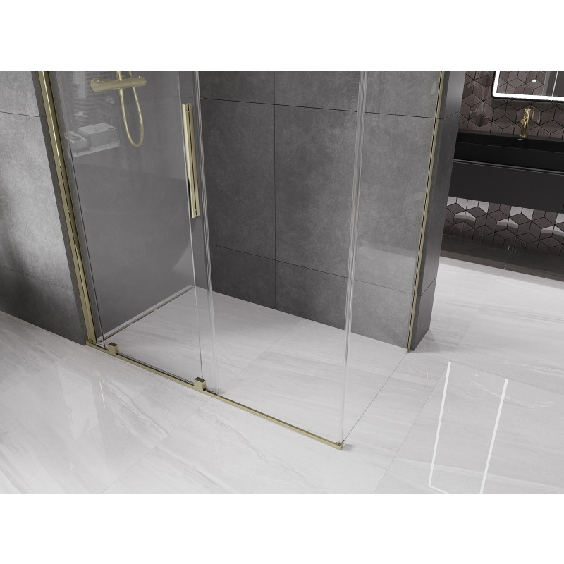 Mexen Velar 160 x 85 cm-es, átlátszó, arany tolóajtós zuhanykabin - 871-160-085-01-50