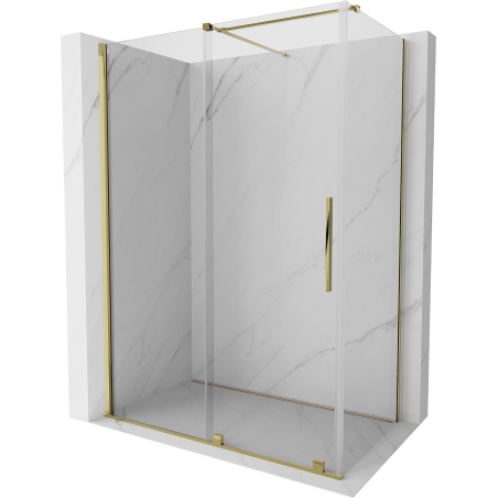 Mexen Velar 160 x 90 cm-es tolóajtós zuhanykabin, átlátszó, arany - 871-160-090-01-50