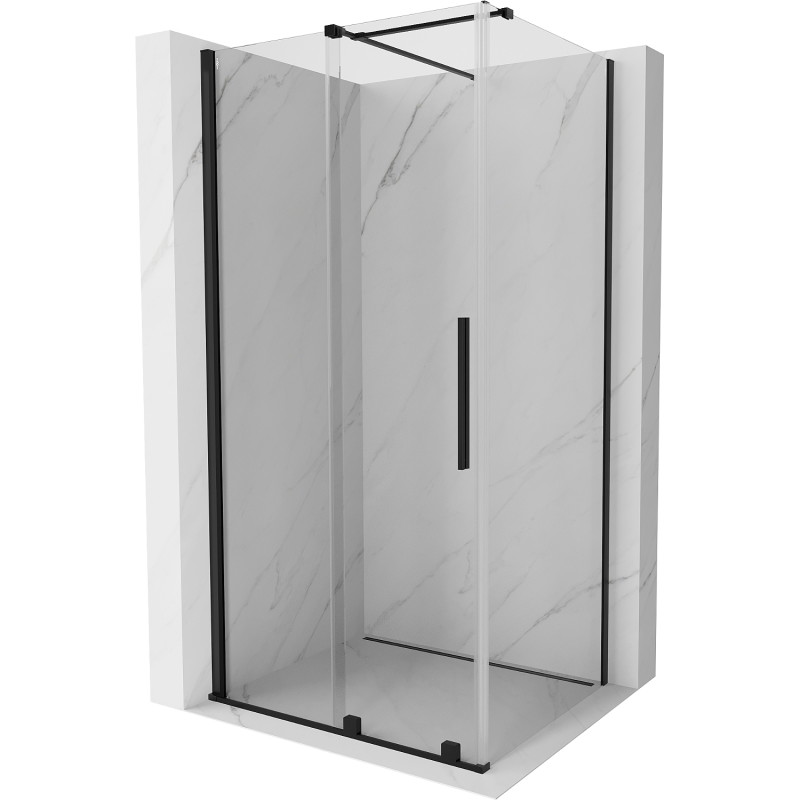 Mexen Velar 90 x 100 cm-es tolóajtós zuhanykabin, átlátszó, fekete - 871-090-100-01-70