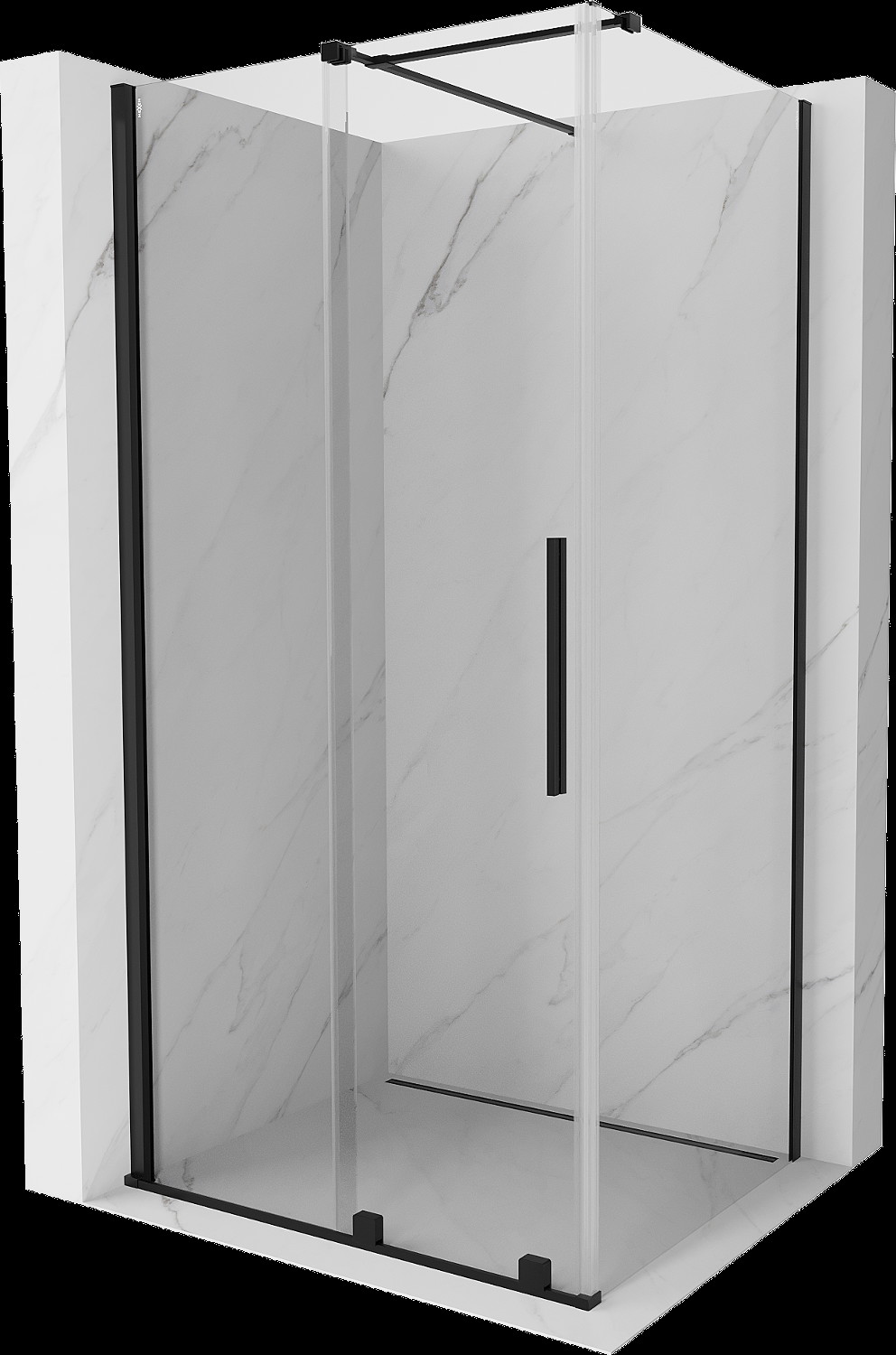 Mexen Velar cabină de duș extensibilă 130 x 80 cm, transparent, neagră - 871-130-080-01-70