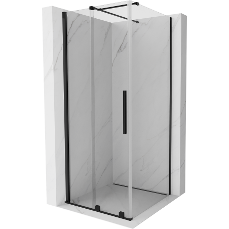 Mexen Velar 90 x 90 cm-es tolóajtós zuhanykabin, áttetsző, fekete - 871-090-090-01-70