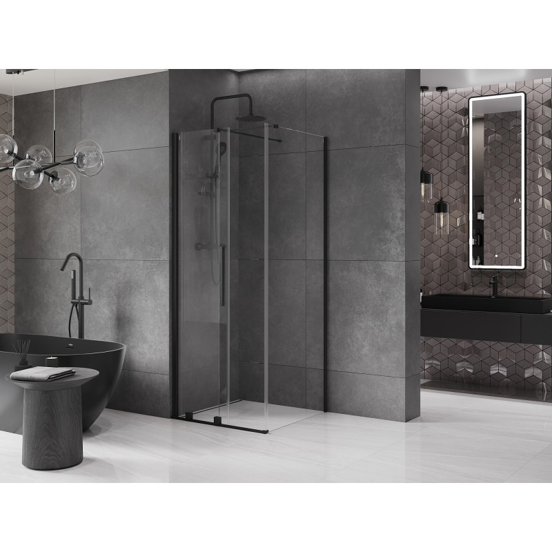 Mexen Velar 110 x 110 cm-es, áttetsző, fekete tolóajtós zuhanykabin - 871-110-110-01-70