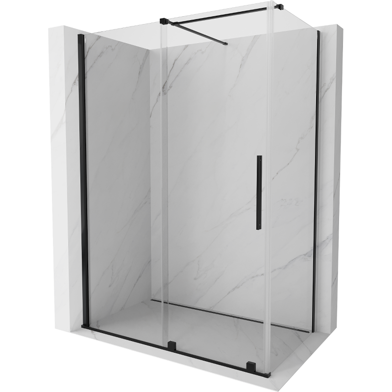Mexen Velar cabină de duș culisantă 140 x 80 cm, transparentă, neagră - 871-140-080-01-70