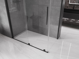 Mexen Velar 150 x 70 cm-es tolóajtós zuhanykabin, átlátszó, fekete - 871-150-070-01-70