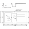 Mexen Andres chiuvetă din granit cu 1,5 compartimente și picurător 1000 x 500 mm, bej, sifon cromat - 6515101510-69