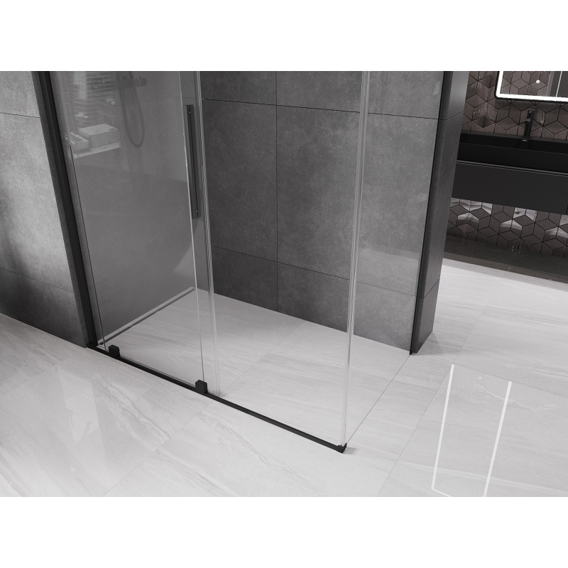Mexen Velar 160 x 85 cm-es tolóajtós zuhanykabin, átlátszó, fekete - 871-160-085-01-70