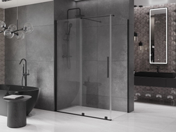 Mexen Velar 160 x 90 cm-es toló zuhanykabin, átlátszó, fekete - 871-160-090-01-70