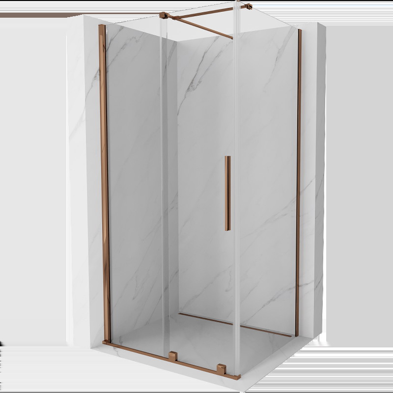 Mexen Velar cabină de duș extensibilă 90 x 100 cm, transparent, Roz-auriu - 871-090-100-01-60