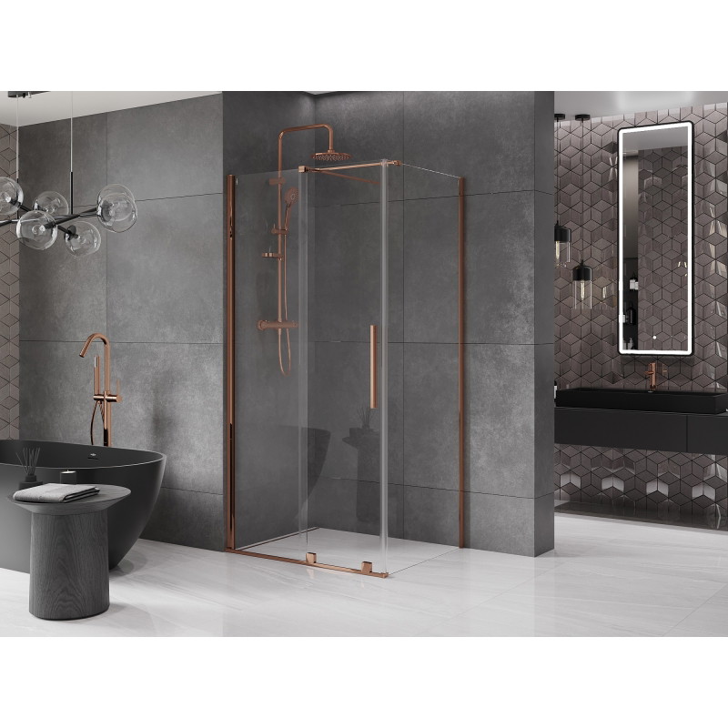 Mexen Velar 100 x 80 cm-es, átlátszó, rózsaarany tolóajtós zuhanykabin - 871-100-080-01-60