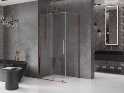 Mexen Velar cabină de duș extensibilă 100 x 85 cm, transparent, Roz-auriu - 871-100-085-01-60