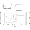 Mexen Andres Chiuvetă de granit cu 1,5 compartiment cu picurător 1000 x 500 mm, Neagră/Argintiu metalic - 6515101510-73