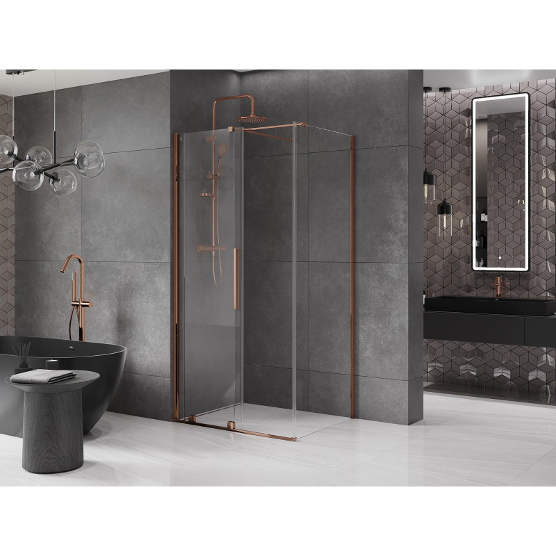 Mexen Velar toló zuhanykabin 140 x 90 cm, átlátszó, rózsaszín arany - 871-140-090-01-60