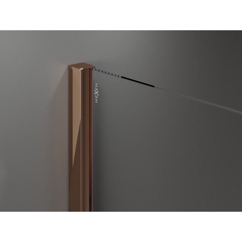 Mexen Velar 90 x 90 cm-es tolóajtós zuhanykabin, átlátszó, rózsaarany - 871-090-090-01-60