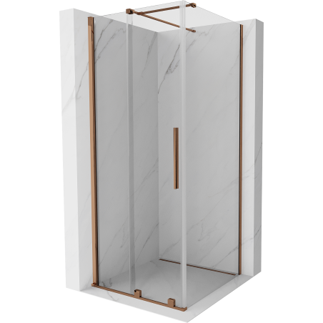 Mexen Velar cabina de duș glisantă 100 x 100 cm, transparent, aur roz - 871-100-100-01-60