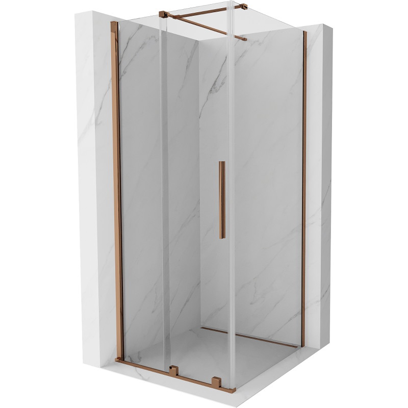 Mexen Velar 120 x 120 cm-es tolóajtós zuhanykabin, átlátszó, rózsaarany - 871-120-120-01-60