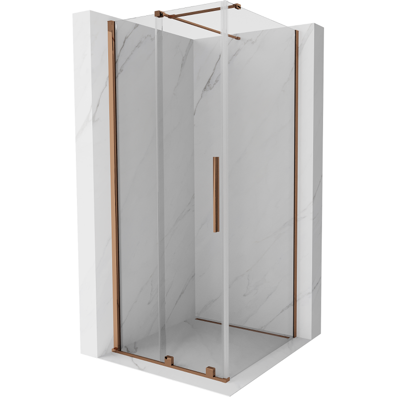 Mexen Velar tolóajtós zuhanykabin 120 x 120 cm, Átlátszó, Rózsaszín-arany - 871-120-120-01-60