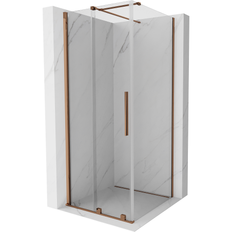 Mexen Velar tolóajtós zuhanykabin 120 x 120 cm, Átlátszó, Rózsaszín-arany - 871-120-120-01-60