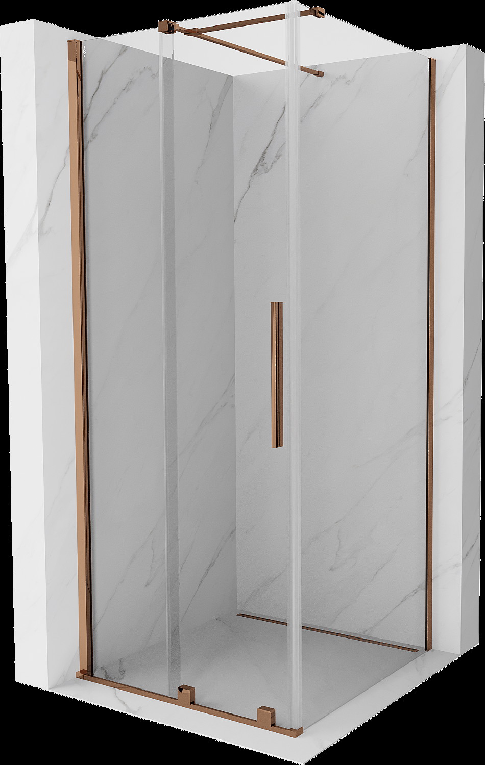 Mexen Velar cabină de duș extensibilă 120 x 120 cm, transparent, Roz-auriu - 871-120-120-01-60