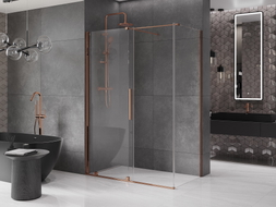 Mexen Velar 140 x 75 cm-es tolóajtós zuhanykabin, átlátszó, rózsaarany - 871-140-075-01-60