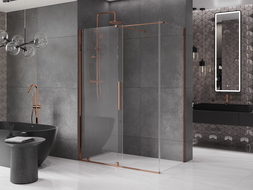 Mexen Velar cabină de duș extensibilă 140 x 75 cm, transparent, Roz-auriu - 871-140-075-01-60