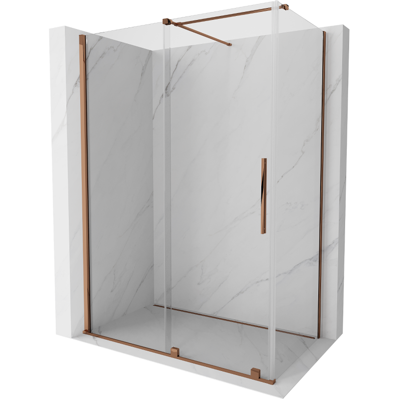 Cabină de duș glisantă Mexen Velar 140 x 80 cm, transparentă, aur roz - 871-140-080-01-60