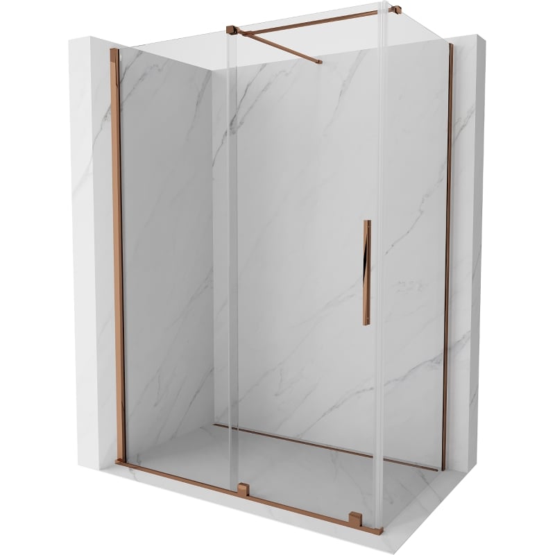 Mexen Velar 140 x 85 cm-es, eltolható zuhanykabin, átlátszó, rózsaszín arany - 871-140-085-01-60