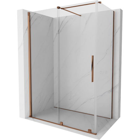 Mexen Velar 140 x 85 cm-es, eltolható zuhanykabin, átlátszó, rózsaszín arany - 871-140-085-01-60