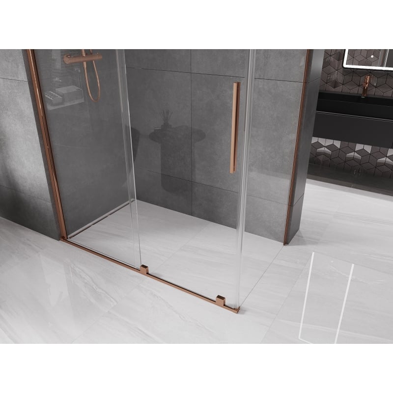 Mexen Velar 140 x 85 cm-es, eltolható zuhanykabin, átlátszó, rózsaszín arany - 871-140-085-01-60