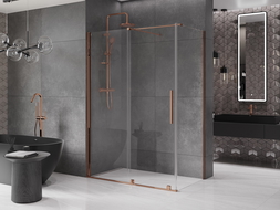 Mexen Velar cabină de duș extensibilă 150 x 70 cm, transparent, Roz-auriu - 871-150-070-01-60