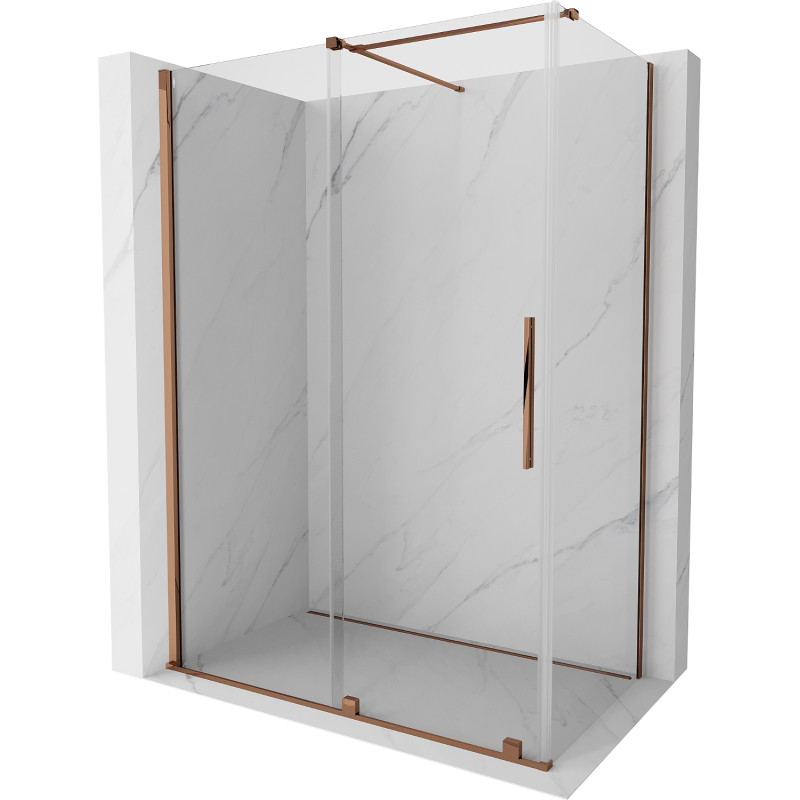 Mexen Velar 150 x 75 cm-es tolóajtós zuhanykabin, átlátszó, rózsaszín arany - 871-150-075-01-60
