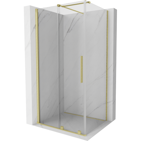 Mexen Velar 90 x 70 cm-es tolóajtós zuhanykabin, átlátszó, arany szálcsiszolt - 871-090-070-01-55