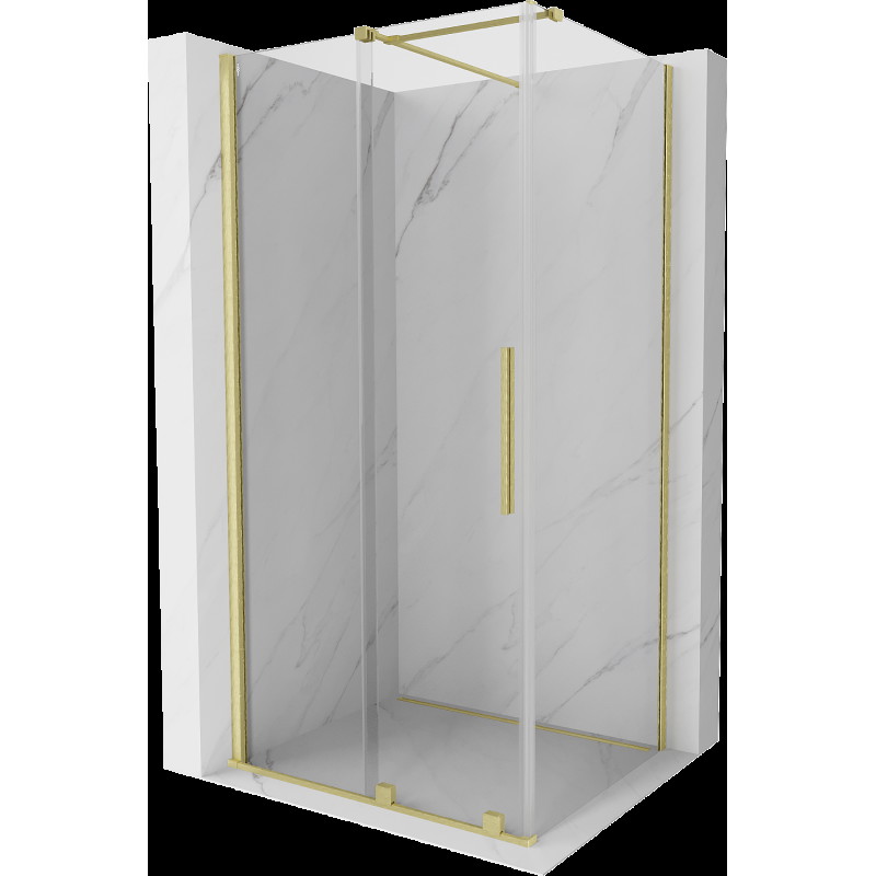 Mexen Velar cabină de duș extensibilă 90 x 75 cm, transparent, auriu cu aspect periat - 871-090-075-01-55