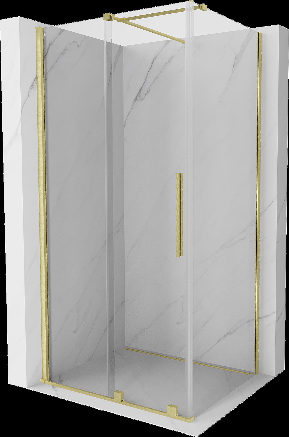 Mexen Velar cabină de duș extensibilă 90 x 75 cm, transparent, auriu cu aspect periat - 871-090-075-01-55