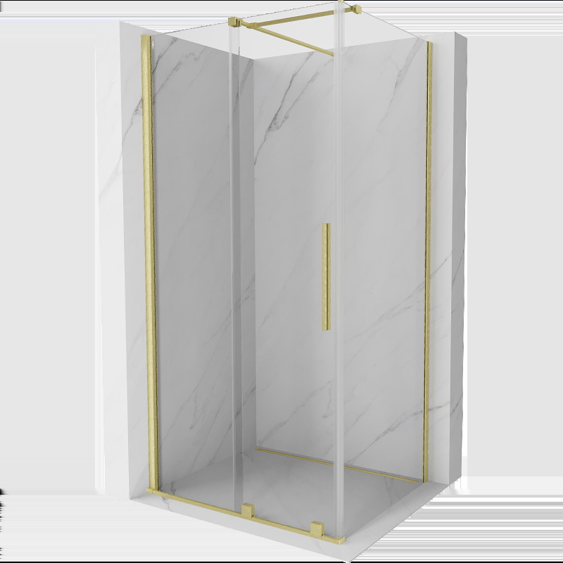 Mexen Velar cabină de duș extensibilă 100 x 110 cm, transparent, auriu cu aspect periat - 871-100-110-01-55