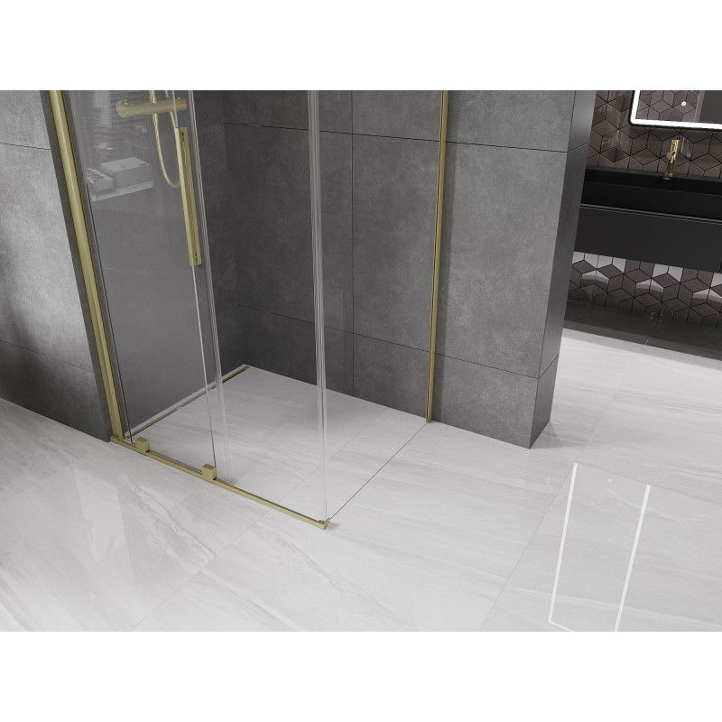 Mexen Velar cabină de duș glisantă 120 x 70 cm, transparentă, auriu periat - 871-120-070-01-55