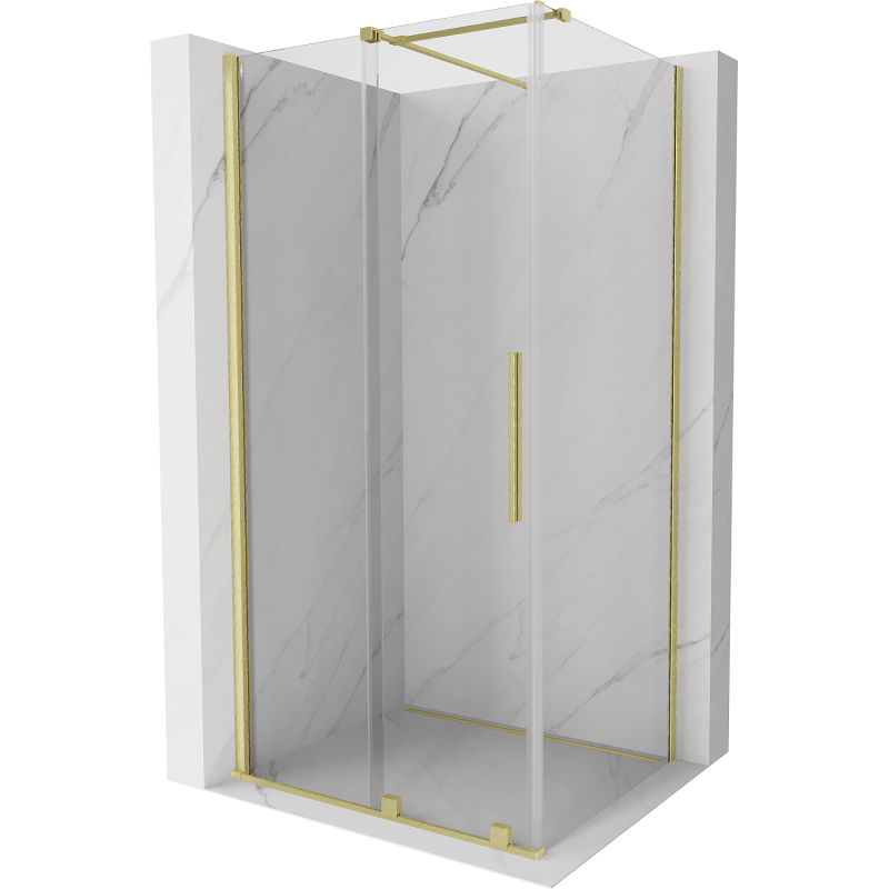 Cabină de duș Mexen Velar glisantă 120 x 80 cm, transparentă, aurie periată - 871-120-080-01-55