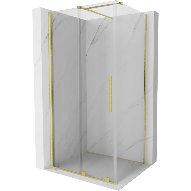 Mexen Velar cabină de duș extensibilă 140 x 90 cm, transparent, auriu cu aspect periat - 871-140-090-01-55